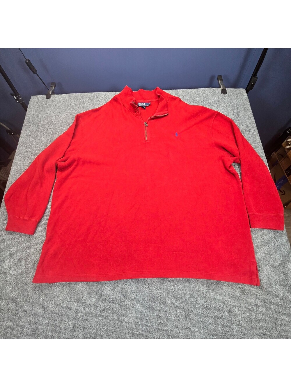Polo Ralph Lauren Red Cotton Quarter Zip Sweater Men's 4XL Big